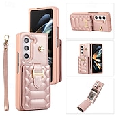 economico Cover Samsung-telefono Custodia Per Z Fold 5 Z Fold 4 Z Fold 3 Per retro con cordino con cinturino da polso Slot per schede Retrò TPU pelle sintetica