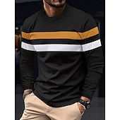 preiswerte Basic-T-Shirts-Herren T Shirt T-Shirt Langarmshirt Langarm Rundhalsausschnitt Frühling &amp; Herbst Einfach Mode Designer Basic Farbblock Urlaub Straße Ausgehen Wein Schwarz Weiß Top T-Shirt für Herren