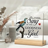 cheap Gifts-Acrylic Plaque with Wooden Base, Christian Inspirational Gift, Kindness Desk Decoration Featuring Scripture Quotes with Bird Design, Perfect for Home or Office Décor