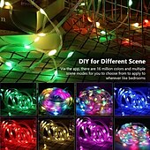 abordables Guirlandes lumineuses USB-Guirlande lumineuse magique à LED RVB contrôlée par application, guirlande lumineuse USB avec télécommande, synchronisation de musique Bluetooth pour Noël, mariage, anniversaire en extérieur