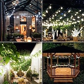 abordables Guirlandes solaires-Guirlande lumineuse solaire à LED, 10 m/20 m/30 m/50 m, lumières acryliques étanches pour l&#039;extérieur avec télécommande, plug-in pour les vacances de Noël, les fêtes,&amp;amp;décoration de jardin prise