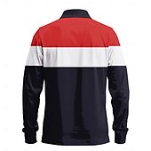 abordables Polo de rugby pour hommes-Homme Rayure Polo de rugby Polos de Rugby manche longue Polos Col Vêtement décontracté de travaile Formel Extérieur Rue Tenue Quotidienne Boutons Impression 3D Printemps Automne Hiver Jaune Rouge Bleu