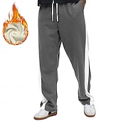baratos Calças Desportivas-Homens Corredor Calças de moletom de lã Cintura elástica com cordão Dia a Dia Bolsos Calças de perna reta Térmica Inverno Impressão 3D Preto Vinho Azul