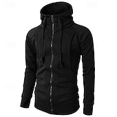 voordelige basic hoodies voor heren-Voor heren Hoodie met rits Hoodie met volledige rits Fleece hoodie Zwart Wijn Leger Groen Marineblauw Khaki Capuchon Effen Rits omhoog Zak Sport &amp; Outdoor Dagelijks Feestdagen Polyester Streetwear