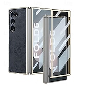 Недорогие Чехлы для Samsung-телефон Кейс для Назначение SSamsung Galaxy Z-сгиб 6 Z Fold 5 Z Fold 4 Z Fold 3 Кейс на заднюю панель и протектор экрана Защита от удара ПК Кожа PU