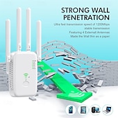 olcso Vezeték nélküli útválasztók-wlan átjátszó 1200 mbit/s wlan erősítő wifi átjátszó kétsávos 5 ghz  &amp; 2,4 GHz-es wifi bővítő 2 ethernet lan/wan port wps ismétlő/router/ap móddal