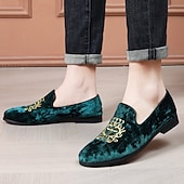 abordables Casual-Mocasines de terciopelo azul marino para hombre con bordados dorados: elegantes zapatos sin cordones para eventos formales y fiestas