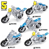 baratos Brinquedos de Montar-Motocicleta haste construção brinquedos para crianças metal construção construção modelo kit 5 variável multi forma motocicleta vapor brinquedos educativos (139 peças) dia das bruxas/dia de ação de graças/presente de natal