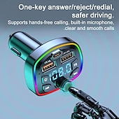 cheap Car Charger-USB Car Charger Quick Charge Bluetooth 5.0 FM Transmitter USB Type C 65W Car Fast Charging Bluetooth FM Transmitter Music Player