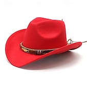 abordables Chapeau Fedora-Homme Chapeau du Kentucky Derby Chapeau de Soleil Chapeau de Cowboy Chapeau Fedora Trilby Noir Rouge Laineux Le style rétro Mode 18ème Siècle État du Texas Quotidien Le thème de la fête Couleur Unie