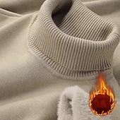 baratos suéter pulôver masculino-Homens Pulôver suéter Suéter de malha Estriado Robusto Tricotar Padrão Tricotado Tecido Gola Alta Moda Casual Roupa Diária Encontro Roupa Outono &amp; inverno Camelo Preto XS S M