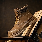 baratos Botas de trabalho-Homens Botas Botas de trabalho Couro Premium Confortável Antiderrapante Com Cadarço Amarelo Cáqui