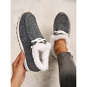 preiswerte Damenhausschuhe und -halbschuhe-Damen Winter-Schlupfschuhe mit Kunstfellfutter – gemütliche und flexible warme Freizeitschuhe für drinnen und draußen