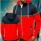abordables Survêtements-Homme Sweat à capuche Veste Capuche Patchwork Zippé manche longue Pardessus Casual Athleisure Automne Respirable Doux Exercice Physique Fonctionnement Marche Tenue de sport Tenues de Sport Bloc de