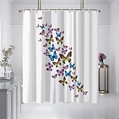 cheap Shower Curtains-Shower Curtain with Hooks 180cm*180cm(70&quot;*70&quot;) Polyester Washable Waterproof Pattern Bathroom Bathtub Decor Vintage Butterfly