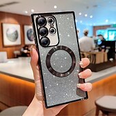 abordables Carcasas Samsung-teléfono Funda Para S24 S24 Ultra Plus S24 FE S23 S22 S21 S20 Ultra Plus FE S25 Ultra Funda Trasera Magnética Soporte de carga inalámbrica Antigolpes Retro Enchapado