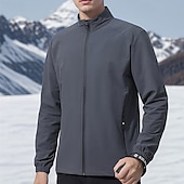abordables Softshell, polares y chaquetas de montaña-Hombre Chaqueta Softshell Chaqueta para senderismo Al aire libre Resistente al Viento Resistente al Agua Chaqueta cortavientos Viaje Gris oscuro Negro