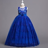 cheap Party Dresses-Kids Girls&#039; Dress Solid Color Flower Sleeveless Party Pegeant Princess Sweet Cotton Party Dress A Line Dress Summer Spring 4-13 Years Pink Navy Blue Purple