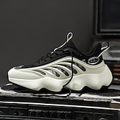 economico Sneakers da uomo-scarpe da ginnastica da uomo futuristiche con suola spessa in bianco e nero - scarpe sportive leggere e traspiranti per abbigliamento casual o da corsa