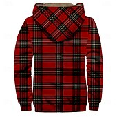 abordables Motif Géométrique-Homme Plaid Polaire Sweat à capuche Sweats à capuche Quotidien Occasionnel manche longue À capuche Vacances Vêtements de rue Rouge Cordon de serrage Automne Hiver Designer
