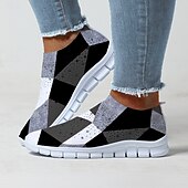 halpa Naisten lenkkarit-naisten abstrakti taideprintti slip-on lenkkarit - hengittävät flyknit vapaa-ajan kengät jokapäiväiseen käyttöön ja mukavuuteen