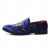 abordables Casual-Mocasines de terciopelo azul marino para hombre con bordados dorados: elegantes zapatos sin cordones para eventos formales y fiestas