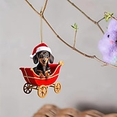 billige Ornamenter-juledachs akryl ornament - 2d bilspeil  &amp; tre sjarm, perfekt for feriehus  &amp; festdekor