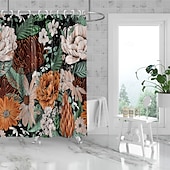baratos Cortinas de Banho-Cortina de Chuveiro com 12 Ganchos 180cm*180cm(70&quot;*70&quot;) Poliéster Lavável Impermeável Padrão de Decoração de Banheiro para Banheira com Flores Peônia Vintage