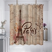 economico Tende doccia-Tenda da doccia con ganci 180cm*180cm (70&quot;*70&quot;) in poliestere lavabile impermeabile modello decorativo per bagno e vasca torre Eiffel vintage
