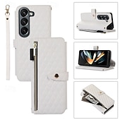 お買い得  サムスン用ケース-電話 ケース 用途 Zフォールド6 Z Fold 5 Z Fold 4 Z Fold 3 フリップカバー スタンド付き ジッパ－ リストストラップ付き レトロ風 TPU PUレザー