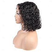 economico Parrucche lace front capelli veri-parrucca corta bob 13x4 con onda d&#039;acqua parrucca frontale in pizzo trasparente parrucca di capelli umani densità 150% con capelli per bambini