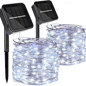 cheap Solar String Lights-Elegant Wedding Reception Party 2 Pcs Christmas Outdoor Solar Copper Wire Light String Holiday Wedding New Year Courtyard Fence Steps Atmosphere Decoration Light String