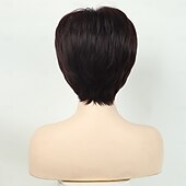 economico parrucca più vecchia-parrucche corte castane per donne taglio pixie parrucche bionde con frangia parrucche corte lisce a strati parrucche bionde chiare sintetiche dall&#039;aspetto naturale