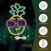 abordables Lampes néon led-Panneau lumineux au néon ananas, lumière au néon LED alimentée par USB pour une décoration intérieure esthétique, un mariage, une chambre, une fête, une chambre d&#039;adolescent &amp;décoration murale de