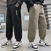 billiga Underdelar-Barn Pojkar Joggingbyxor Byxor Ficka Bokstav Andningsfunktion Mjukt Komfort Byxor Träning Sport Dagligen Svart Kaki Mid midja