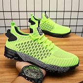 baratos Ténis para Homem-tênis esportivos respiráveis verde neon masculino – tênis de corrida de malha leve com sola acolchoada