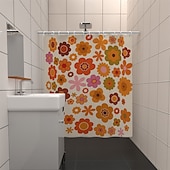 baratos Cortinas de Banho-Cortina de Chuveiro com 12 Ganchos 180cm*180cm(70&quot;*70&quot;) Poliéster Lavável Impermeável Padrão de Decoração de Banheiro para Banheira com Flores Peônia Vintage