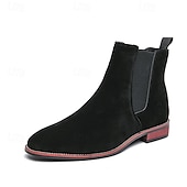 abordables Bottes de Chelsea-bottines chelsea en simili-suède pour homme – bottines décontractées à enfiler avec empiècements latéraux élastiques pour un usage quotidien, style vintage