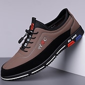abordables Baskets-chaussures de sport décontractées à la mode pour hommes – baskets légères marron et noires avec motif brodé et fermeture à lacets élastique