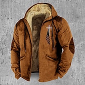 preiswerte Fleece-Sweatshirts-Herren Sweatjacke Kapuzenshirt mit durchgehendem Reißverschluss Fuzzy-Sherpa Fleecejacke Fleece-Hoodie Schwarz Armeegrün Blau Braun Khaki Mit Kapuze Graphic Reißverschluss Zip Tasche Sport &amp; Natur
