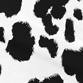 cheap Men&#039;s Shirt Jacket-Men&#039;s Cow Print Corduroy Shirt Shirt Jacket Overshirt Long Sleeve Vintage Tribal Dailywear Fall &amp; Winter Turndown Collared Shirts Buttons 3D Print 2 Pockets 1pc White+Black