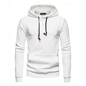 economico felpe con cappuccio da uomo di base-Per uomo Felpa a nido d&#039;ape Maglione Nero Bianco Giallo Grigio chiaro Grigio scuro Con cappuccio Liscio Tasche Ufficio Sportivo Informale Attivo Vintage Fantastico Primavera Autunno Abbigliamento