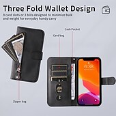 abordables Coques iPhone-téléphone Coque Pour iPhone 16 Pro Max Plus iPhone 15 Pro Max Plus iPhone 14 13 12 11 Pro Max Plus iPhone 14 Pro Max iPhone 13 12 11 Pro Max Couvercle rabattable Avec Support fermeture Éclair avec