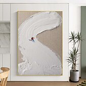 billiga Landskapsmålningar-handmålade abstrakta målningar för snöskidåkning på duk handgjorda snöberg texturerad akrylmålning modern väggkonstmålning handmålade konstverk snömålning för väggdekor i vardagsrummet