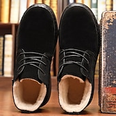 abordables Botas de invierno y nieve-Botines de ante sintético marrón para hombre con forro de felpa cálido y suela antideslizante, ideales para usar al aire libre en invierno.