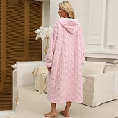 رخيصةأون بطانية يمكن ارتداؤها-رداء حمام نسائي من الصوف الناعم طويل وناعم شتوي دافئ من الفلانيل رداء حمام ساونا مع سحاب معطف منزلي ناعم للنساء رداء حمام نسائي