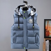 preiswerte Herren Steppweste-Herren Puffer Weste Kapuzenweste Gepolstert Weste Steppweste Täglich Verabredung Urlaub Modisch Brautkleider schlicht Herbst Winter Tasche Polyester warm halten Komfortabel Graphic Reisverschluss Mit