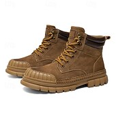 baratos Botas de trabalho-Homens Botas Botas de trabalho Couro Premium Confortável Antiderrapante Com Cadarço Amarelo Cáqui