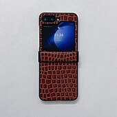お買い得  サムスン用ケース-電話 ケース 用途 Zフリップ6 Z Flip 5 Z Flip 4 Z Flip 3 バックカバー 耐衝撃 レトロ風 TPU PUレザー