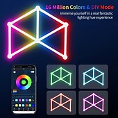 Недорогие Умный ночной свет-RGB светодиодные умные светильники игровые линии света Bluetooth приложение музыкальная синхронизация домашнего стенового креативного освещения световые панели с 24-кнопочным RF пультом управления
